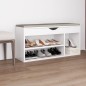 vidaXL Banco zapatero con cojín madera ingeniería blanco 104x30x49 cm vidaXL Banco zapatero con cojín madera ingeniería blanco 104x30x49 cm