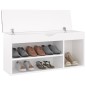 vidaXL Banco zapatero con cojín madera ingeniería blanco 104x30x49 cm vidaXL Banco zapatero con cojín madera ingeniería blanco 104x30x49 cm