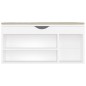 vidaXL Banco zapatero con cojín madera ingeniería blanco 104x30x49 cm vidaXL Banco zapatero con cojín madera ingeniería blanco 104x30x49 cm