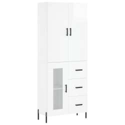 vidaXL Aparador alto madera contrachapada blanco brillo 69,5x34x180 cm
