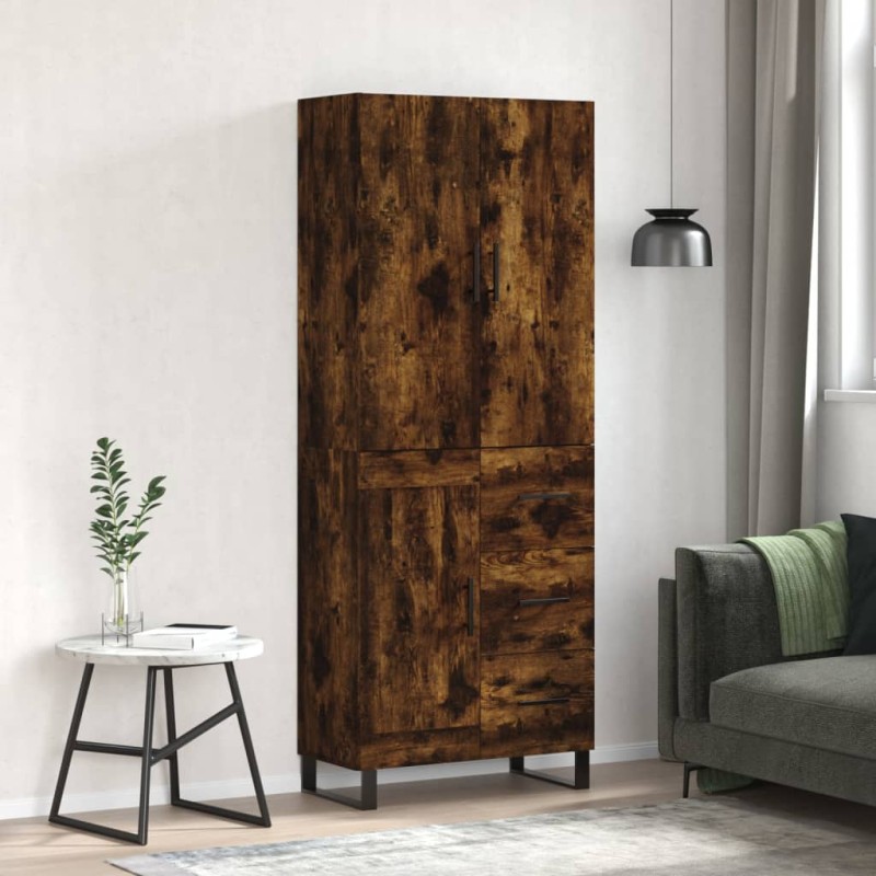 vidaXL Aparador alto madera contrachapada roble ahumado 69,5x34x180 cm vidaXL Aparador alto madera contrachapada roble ahumado 69,5x34x180 cm