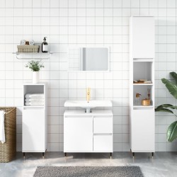 vidaXL Set muebles de baño 3 piezas madera contrachapada blanco brillo