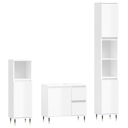 vidaXL Set muebles de baño 3 piezas madera contrachapada blanco brillo