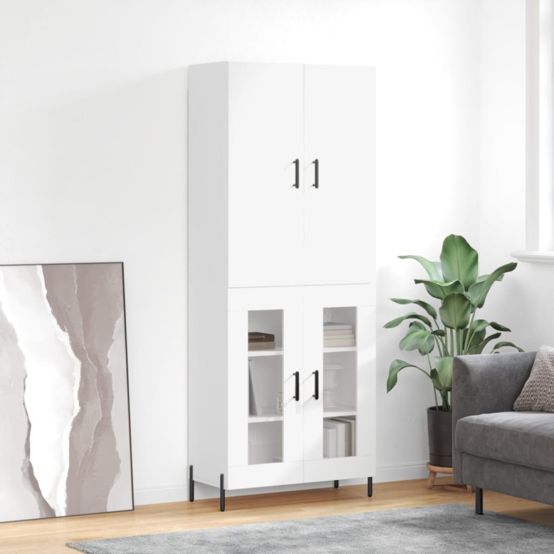 vidaXL Aparador alto madera contrachapada blanco 69,5x34x180 cm