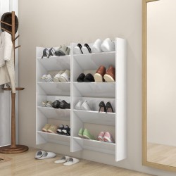 vidaXL Zapateros de pared 4 uds contrachapada blanco brillo 60x18x60cm