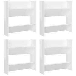 vidaXL Zapateros de pared 4 uds contrachapada blanco brillo 60x18x60cm