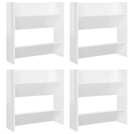 vidaXL Zapateros de pared 4 uds contrachapada blanco brillo 60x18x60cm