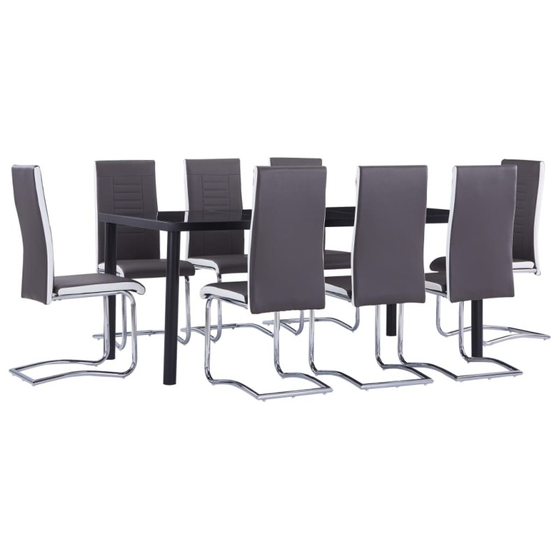 vidaXL Juego de comedor 9 piezas cuero sintético gris vidaXL Juego de comedor 9 piezas cuero sintético gris