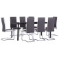 vidaXL Juego de comedor 9 piezas cuero sintético gris vidaXL Juego de comedor 9 piezas cuero sintético gris