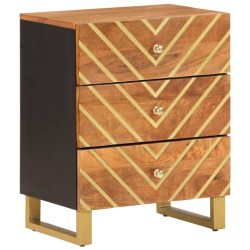 vidaXL Mesita de noche madera maciza mango marrón y negro 50x33x60 c