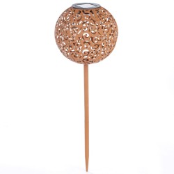 Hi Lámpara LED solar de jardín forma esférica metal marrón 18 cm 