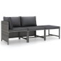 vidaXL Set de muebles de jardín 3 pzas y cojines ratán sintético gris vidaXL Set de muebles de jardín 3 pzas y cojines ratán sintético gris