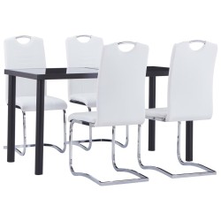 vidaXL Juego de comedor 5 piezas cuero sintético blanco