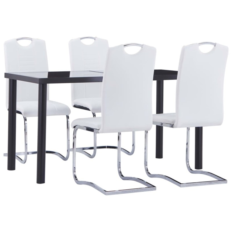 vidaXL Juego de comedor 5 piezas cuero sintético blanco vidaXL Juego de comedor 5 piezas cuero sintético blanco