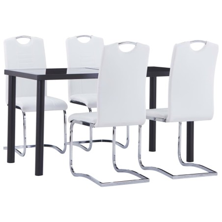 vidaXL Juego de comedor 5 piezas cuero sintético blanco