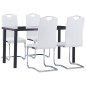 vidaXL Juego de comedor 5 piezas cuero sintético blanco vidaXL Juego de comedor 5 piezas cuero sintético blanco
