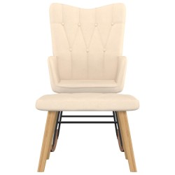 vidaXL Silla mecedora con reposapiés tela color crema