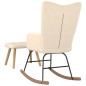 vidaXL Silla mecedora con reposapiés tela color crema vidaXL Silla mecedora con reposapiés tela color crema