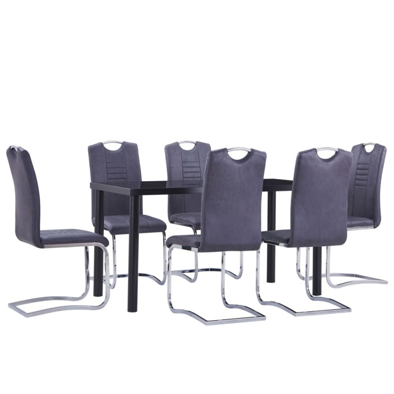 vidaXL Juego de comedor 7 piezas piel de ante artificial gris vidaXL Juego de comedor 7 piezas piel de ante artificial gris
