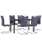 vidaXL Juego de comedor 7 piezas piel de ante artificial gris vidaXL Juego de comedor 7 piezas piel de ante artificial gris