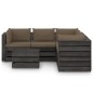 vidaXL Muebles de jardín 6 piezas con cojines madera impregnada gris vidaXL Muebles de jardín 6 piezas con cojines madera impregnada gris