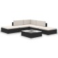 vidaXL Set muebles de jardín 6 piezas y cojines ratán sintético negro vidaXL Set muebles de jardín 6 piezas y cojines ratán sintético negro