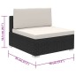 vidaXL Set muebles de jardín 6 piezas y cojines ratán sintético negro vidaXL Set muebles de jardín 6 piezas y cojines ratán sintético negro