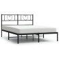 vidaXL Estructura de cama con cabecero metal negro 135x190 cm vidaXL Estructura de cama con cabecero metal negro 135x190 cm
