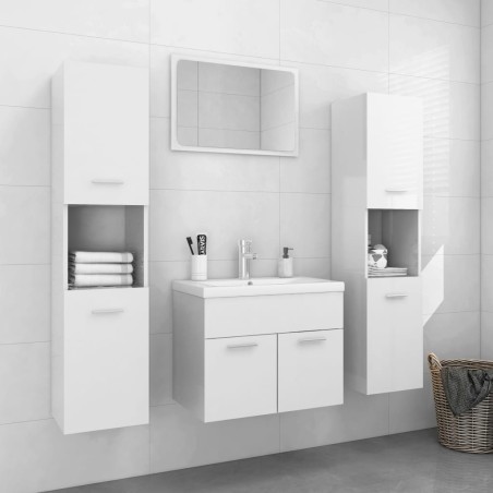 vidaXL Juego de muebles de baño madera de ingeniería blanco brillo