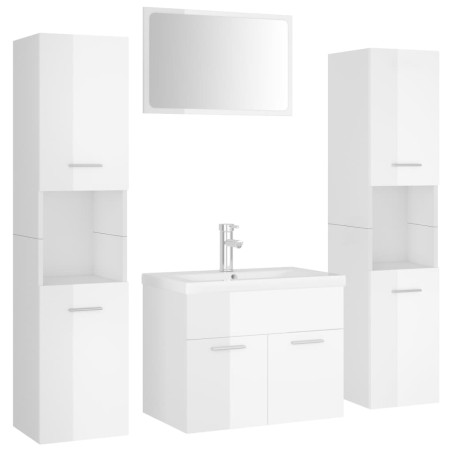 vidaXL Juego de muebles de baño madera de ingeniería blanco brillo