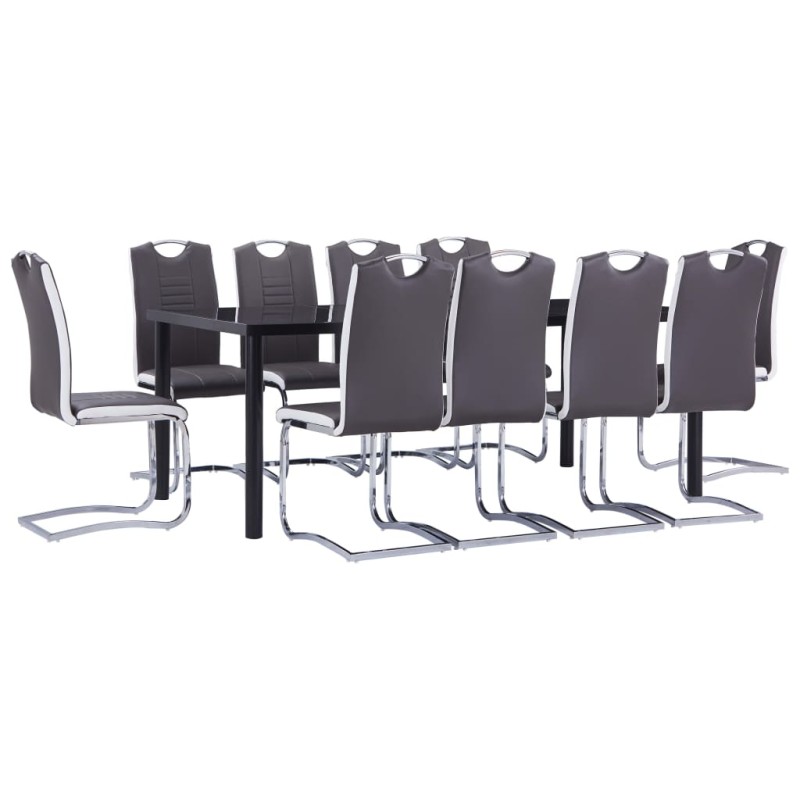 vidaXL Juego de comedor 11 piezas cuero sintético gris vidaXL Juego de comedor 11 piezas cuero sintético gris