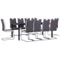 vidaXL Juego de comedor 11 piezas cuero sintético gris vidaXL Juego de comedor 11 piezas cuero sintético gris