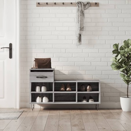 vidaXL Mueble zapatero madera contrachapada gris Sonoma 102x36x60 cm