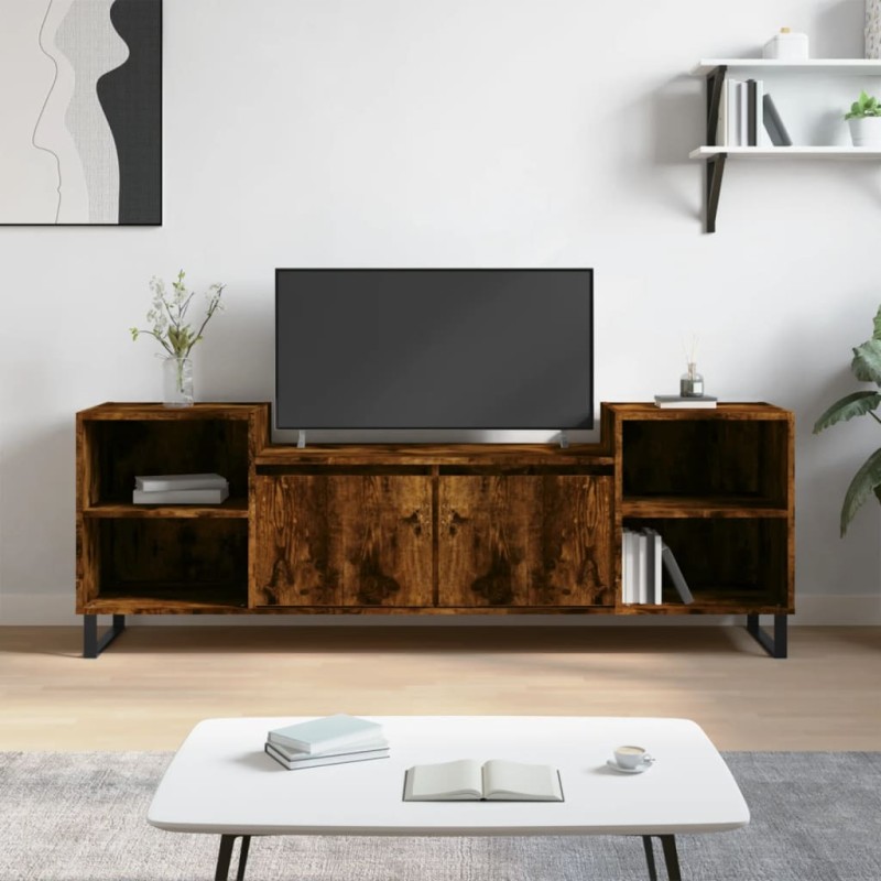 vidaXL Mueble para TV madera contrachapada roble ahumado 160x35x55 cm vidaXL Mueble para TV madera contrachapada roble ahumado 160x35x55 cm