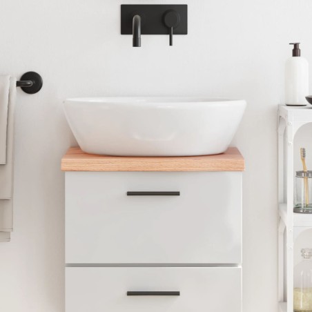 vidaXL Encimera baño madera maciza tratada marrón claro 40x30x(2-4) cm