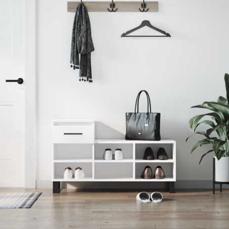 vidaXL Mueble zapatero madera contrachapada blanco 102x36x60 cm