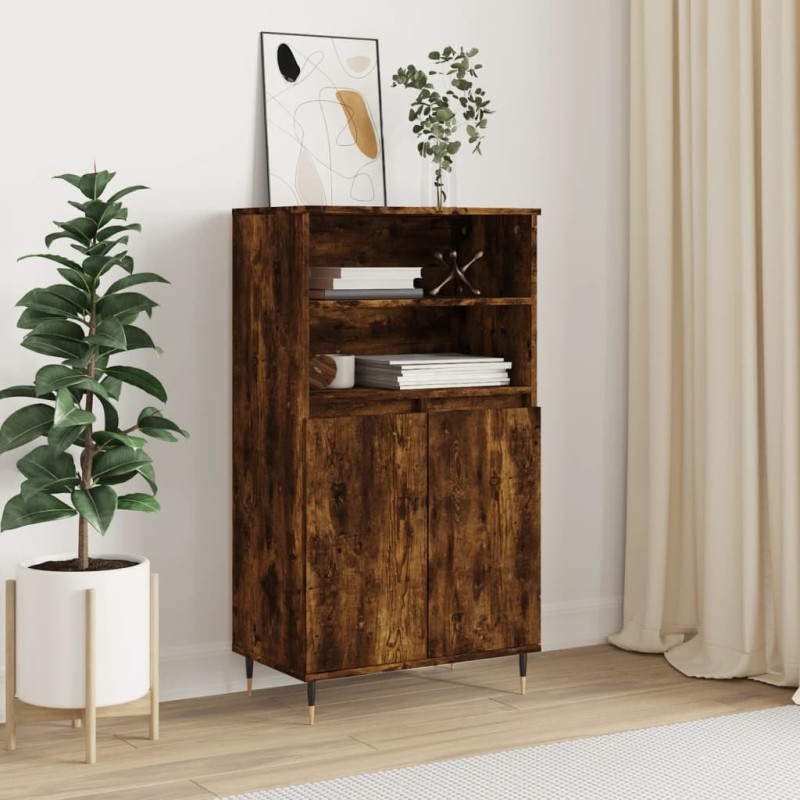 vidaXL Aparador alto madera contrachapada roble ahumado 60x36x110 cm vidaXL Aparador alto madera contrachapada roble ahumado 60x36x110 cm