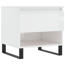 vidaXL Mesa de centro madera de ingeniería blanco brillo 50x46x50 cm