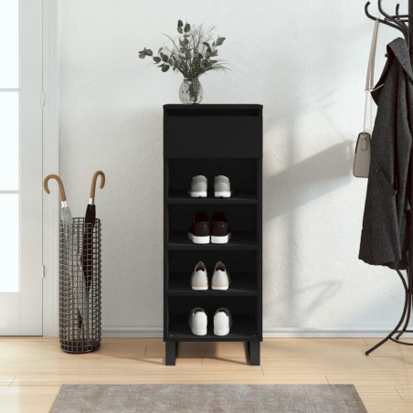 vidaXL Mueble zapatero madera contrachapada negro 40x36x105 cm