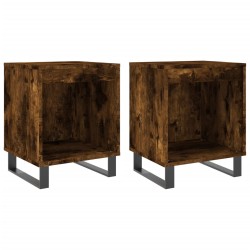 vidaXL Mesitas noche 2 uds madera ingeniería roble ahumado 40x35x50 cm