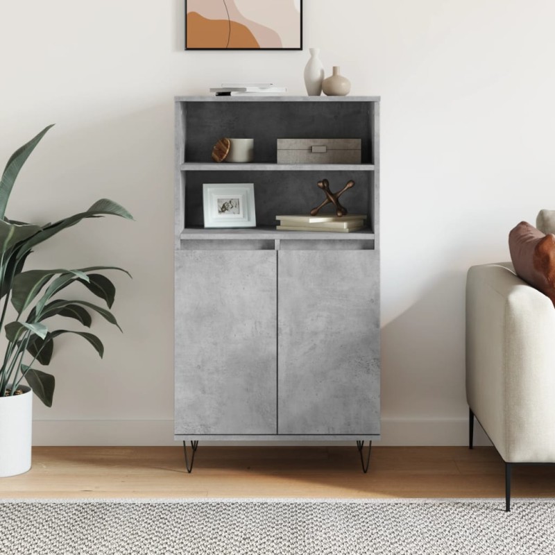 vidaXL Aparador alto madera contrachapada gris hormigón 60x36x110 cm vidaXL Aparador alto madera contrachapada gris hormigón 60x36x110 cm