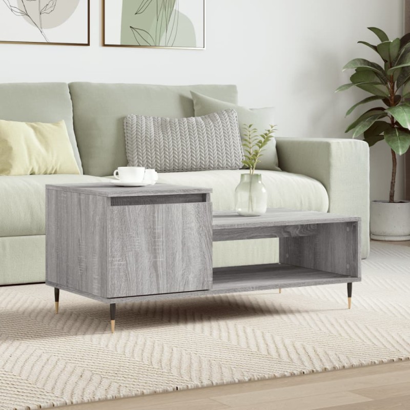 vidaXL Mesa de centro madera contrachapada gris Sonoma 100x50x45 cm vidaXL Mesa de centro madera contrachapada gris Sonoma 100x50x45 cm