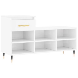 vidaXL Mueble zapatero madera contrachapada blanco brillo 102x36x60 cm