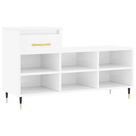 vidaXL Mueble zapatero madera contrachapada blanco brillo 102x36x60 cm