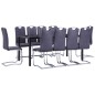 vidaXL Juego de comedor 11 piezas piel de ante artificial gris