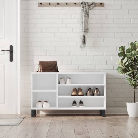 vidaXL Mueble zapatero madera contrachapada blanco brillo 102x36x60 cm