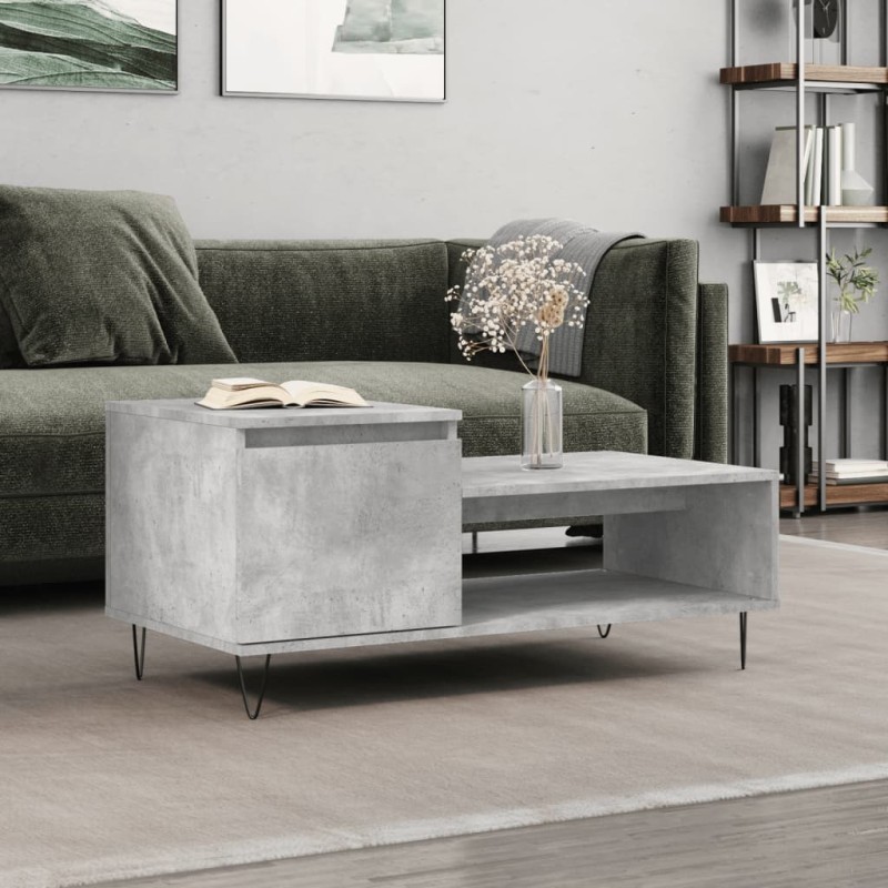 vidaXL Mesa de centro madera contrachapada gris hormigón 100x50x45 cm vidaXL Mesa de centro madera contrachapada gris hormigón 100x50x45 cm