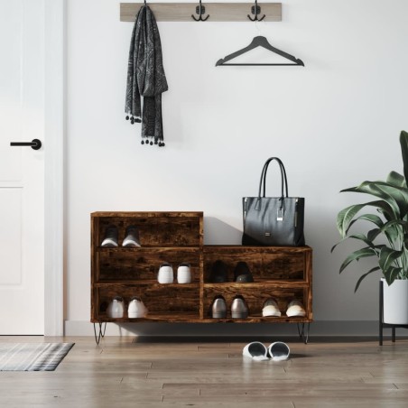 vidaXL Mueble zapatero madera contrachapada roble ahumado 102x36x60 cm