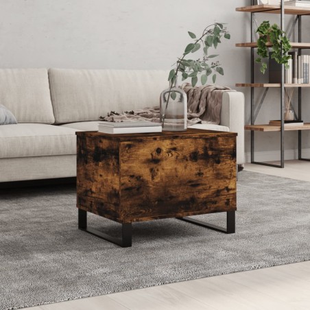 vidaXL Mesa de centro madera contrachapada roble ahumado 60x44,5x45 cm
