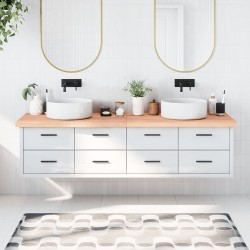 vidaXL Encimera baño madera maciza tratada marrón claro 200x60x(2-6)cm